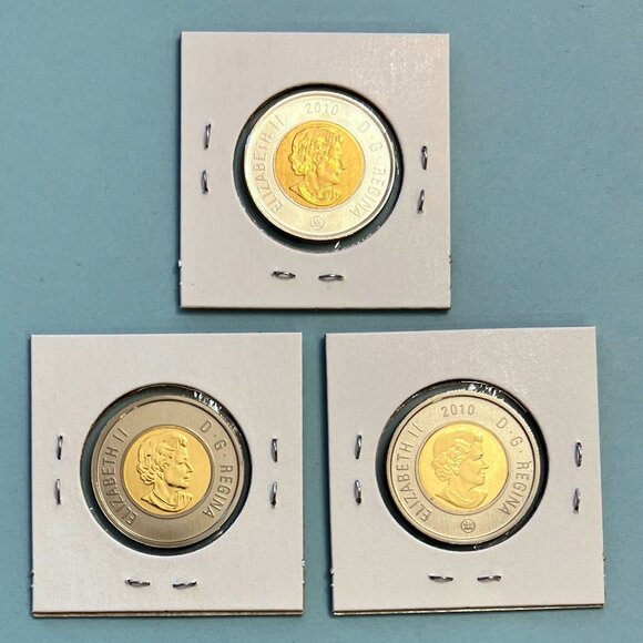 Canada 2010 Exceptionally Unique Set of 3 x $2 Toonies! - Picture 2 of 16